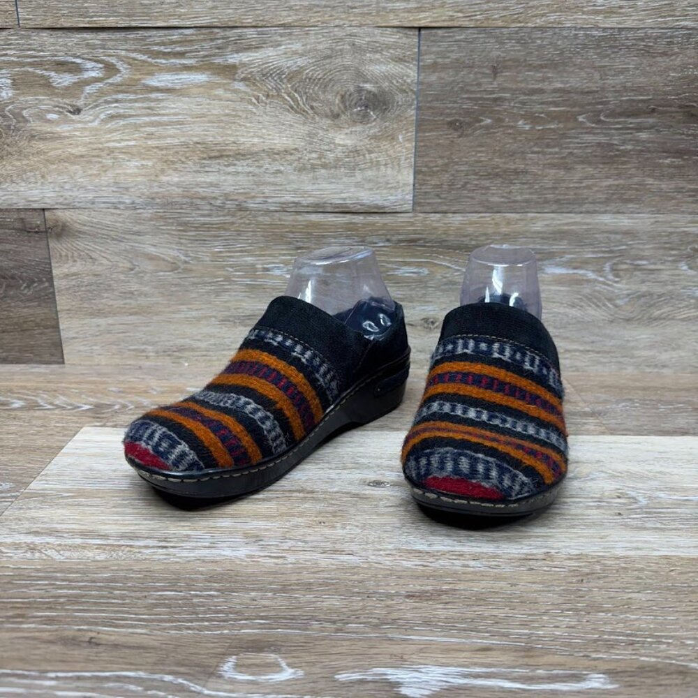 Born Multicolor Striped Wool Clogs - Black, Orange, Red, Gray